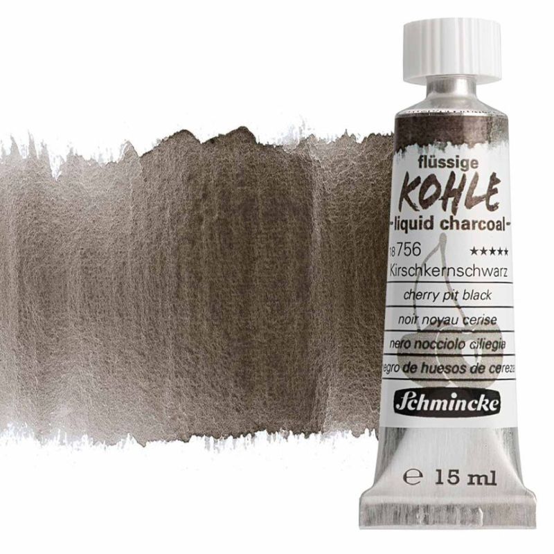 Schmincke Liquid Charcoal Paint Cherry Pit Black