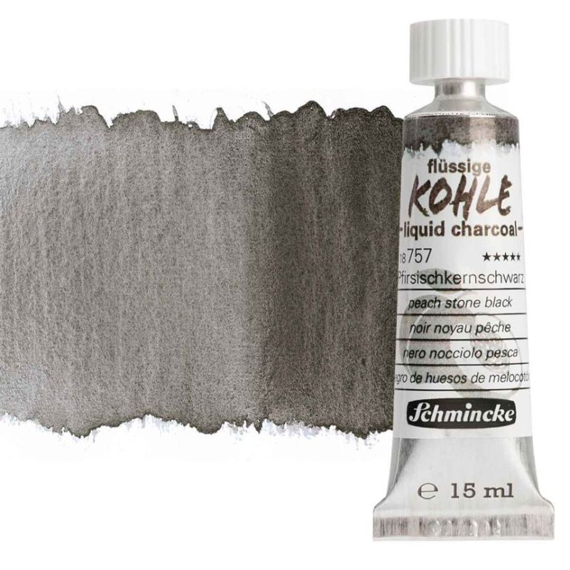Schmincke Liquid Charcoal Paint Peach Stone Black 15ml