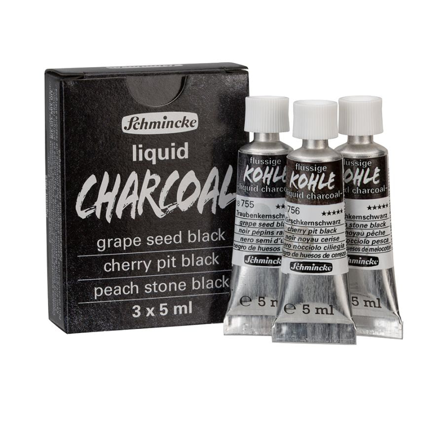 SCHMINCKE LIQUID CHARCOAL PAINT SET 3 X 5ML