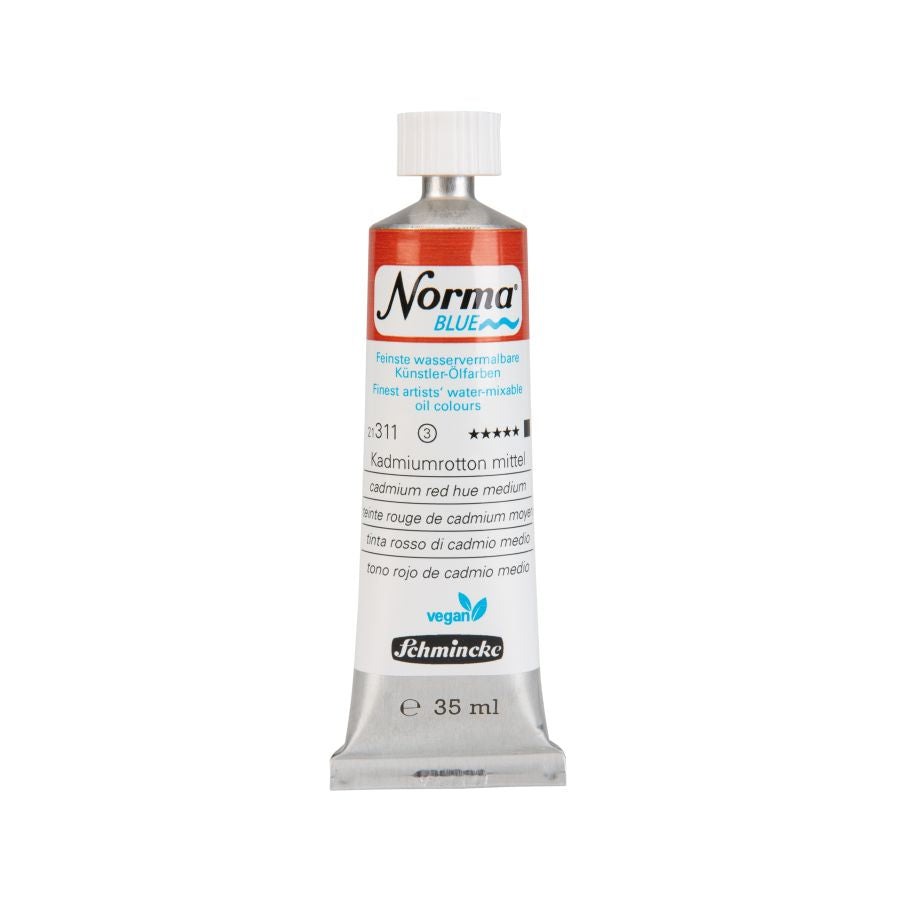Schmincke Norma Blue Water Mixable Oil Paint Cadmium Red Hue Medium