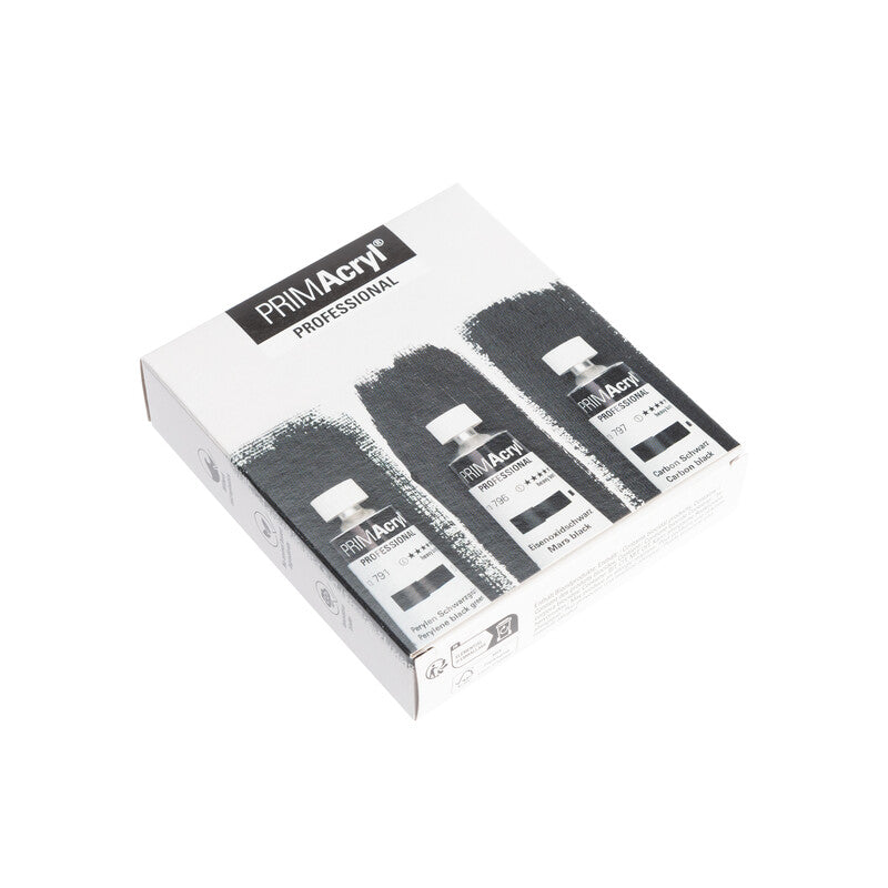 SCHMINCKE PRIMACRYL ACRYLIC PAINT PRO SET 3 X 35ML BLACKS