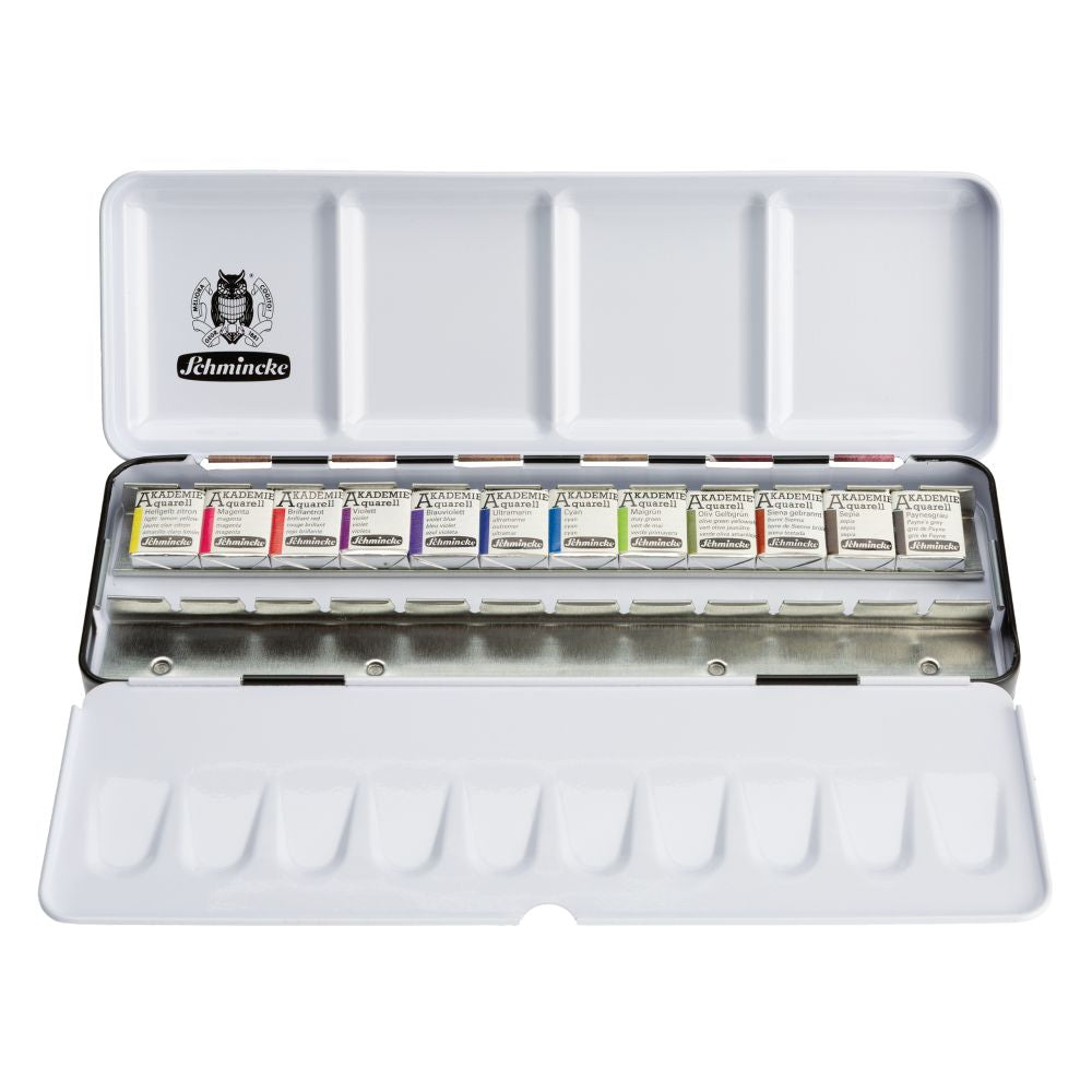 SCHMINCKE AKADEMIE WATERCOLOUR PAINT SET 12 X 1/ PANS HYDRANGEA