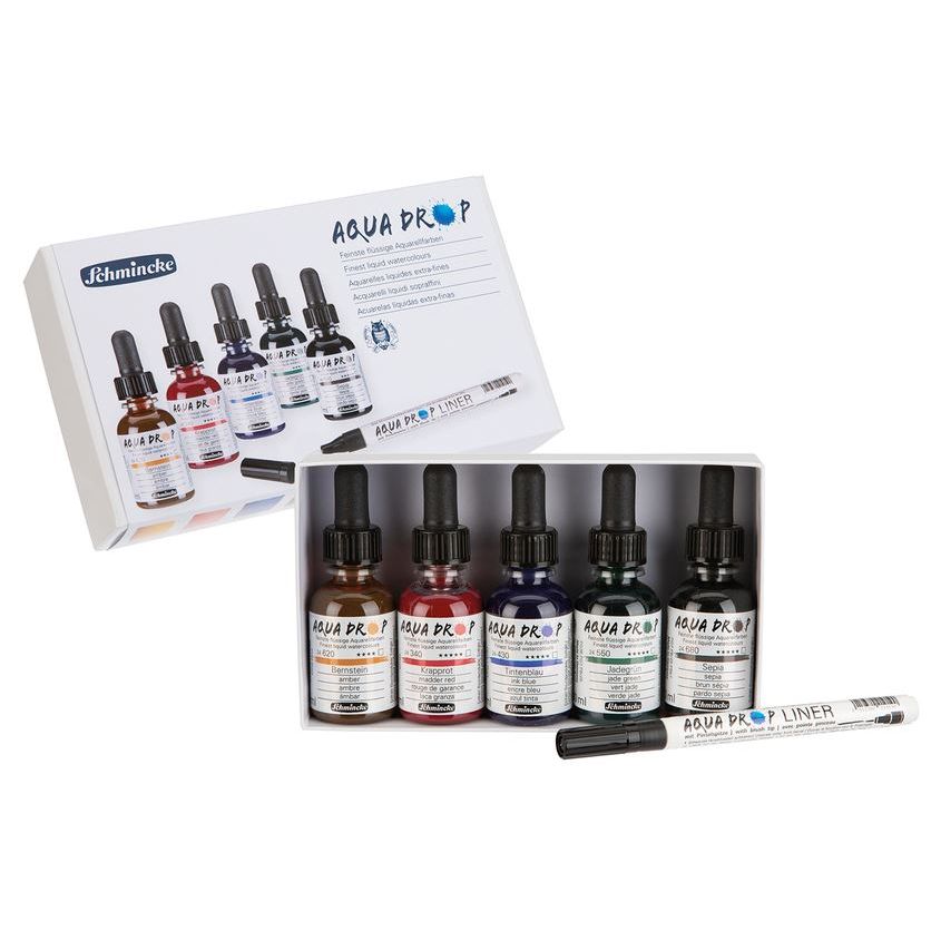 Schmincke Aqua Drop Liquid Watercolour With Liner Set 5 SET