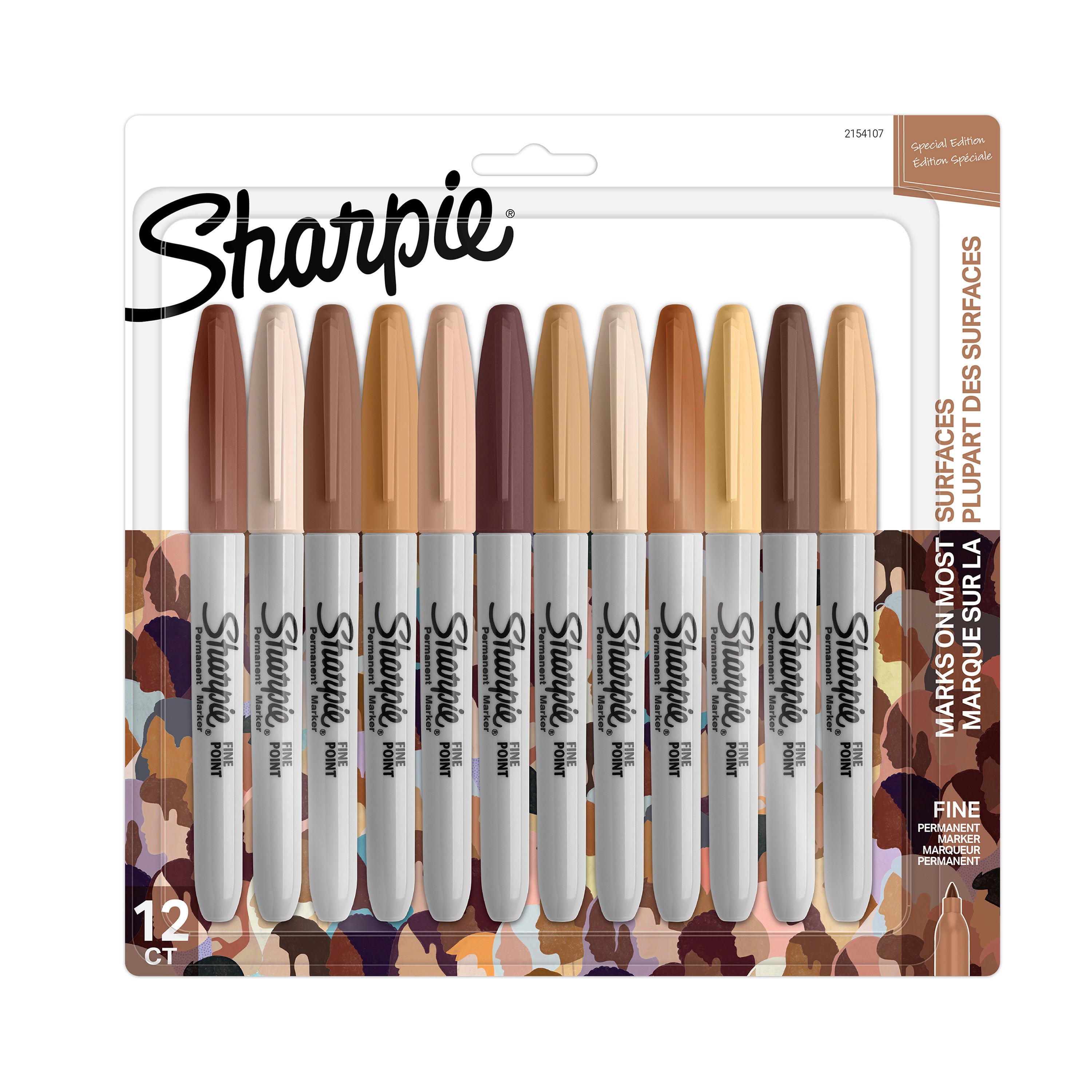 SHARPIE PERMANENT MARKER SKIN TONE FINE TIP ASSORTED SET 12