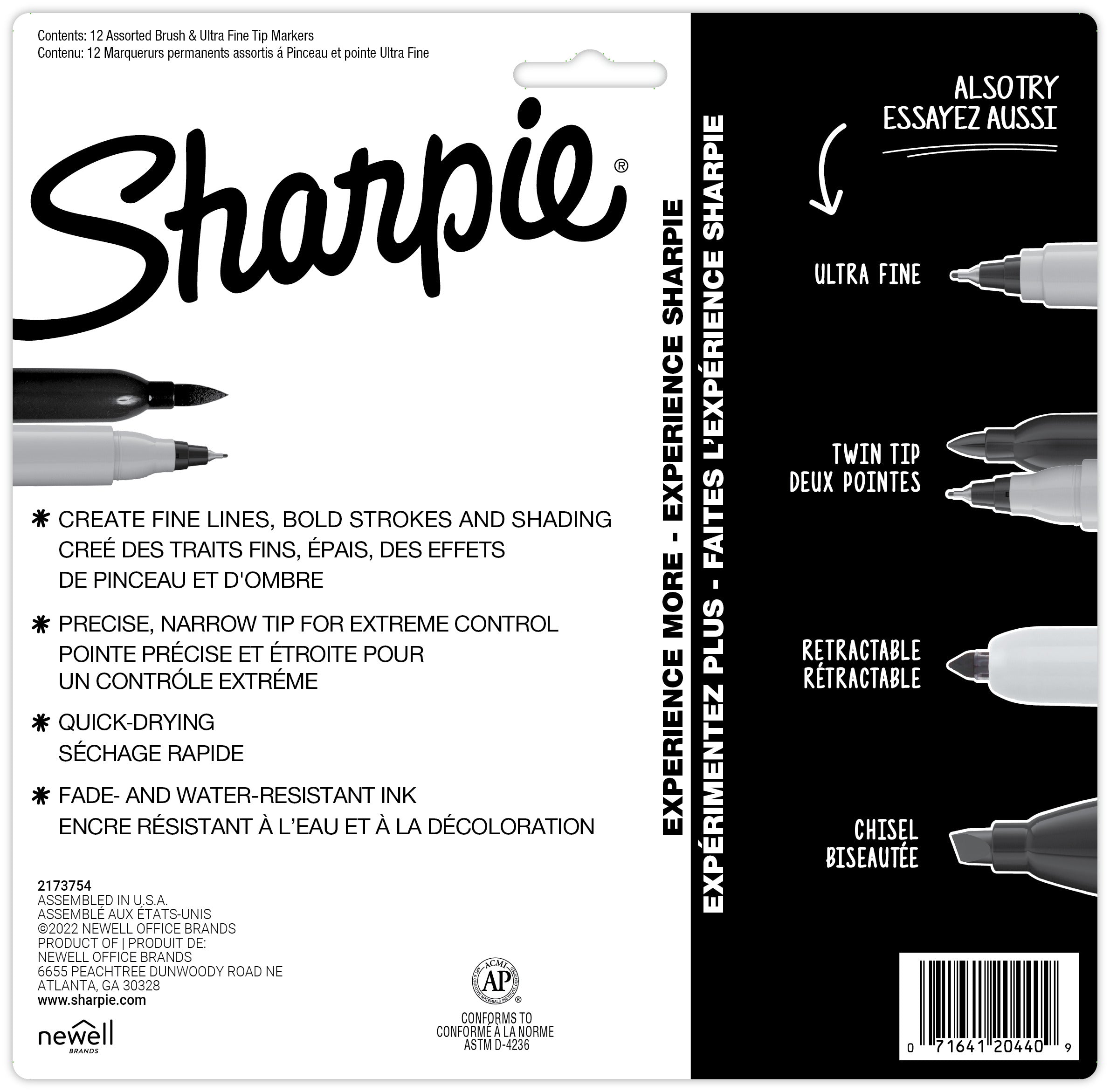 SHARPIE PERMANENT MARKER TWIN TIP ASSORTED SET 12