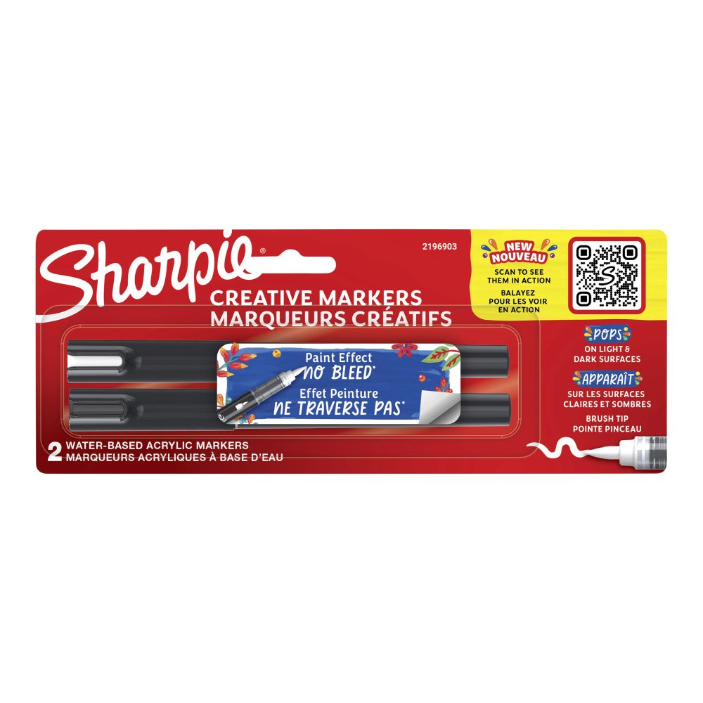 Sharpie Creative Brush Tip Acrylic Markers Black & White Set 2 SET