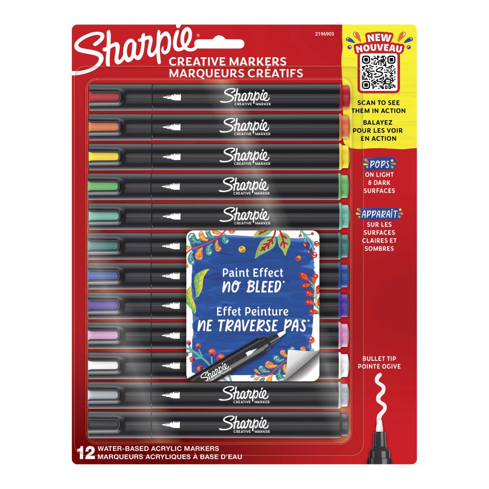 Sharpie Creative Bullet Tip Acrylic Markers Assorted Colours Set 12 SET