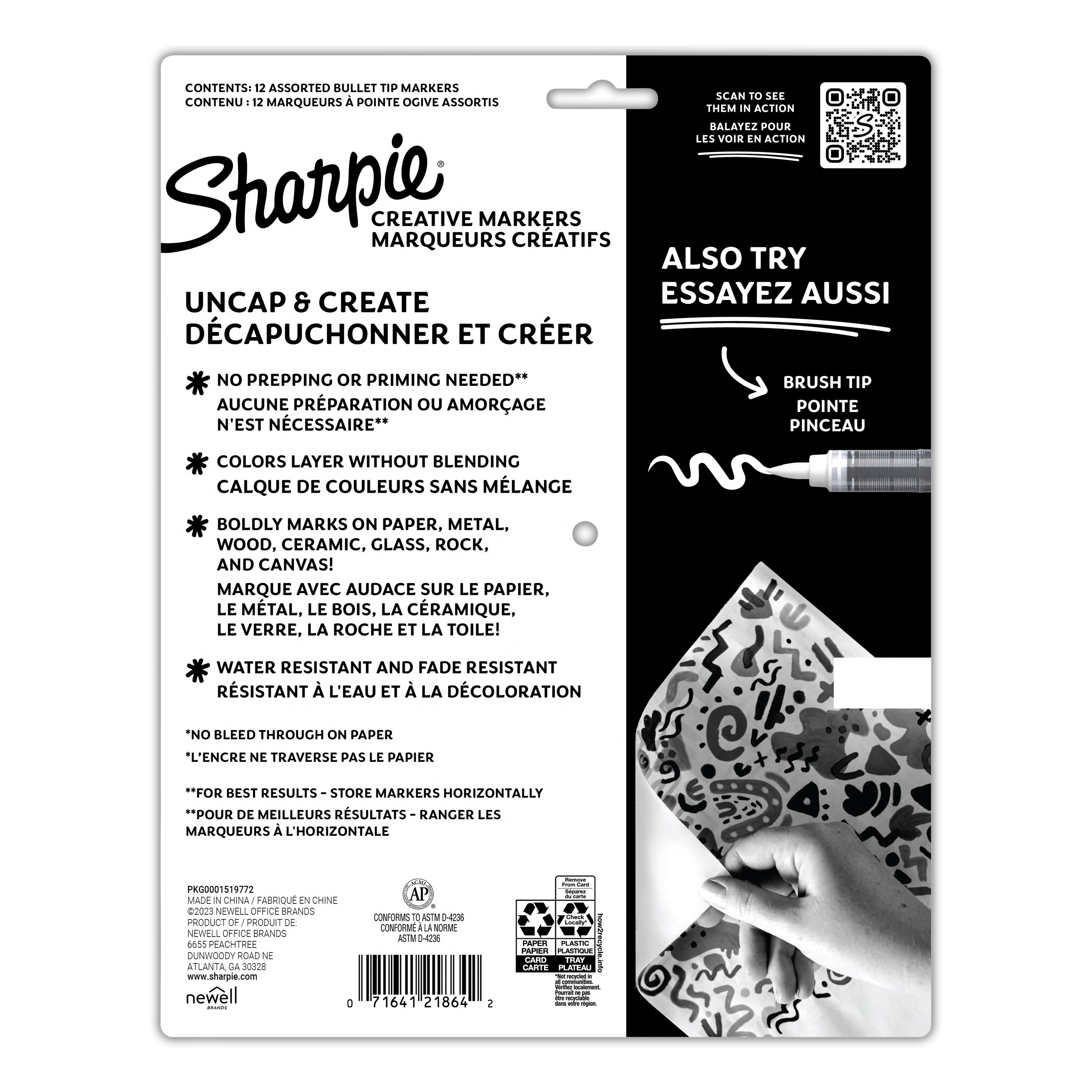 Sharpie Creative Bullet Tip Acrylic Markers Assorted Colours Set 12 SET