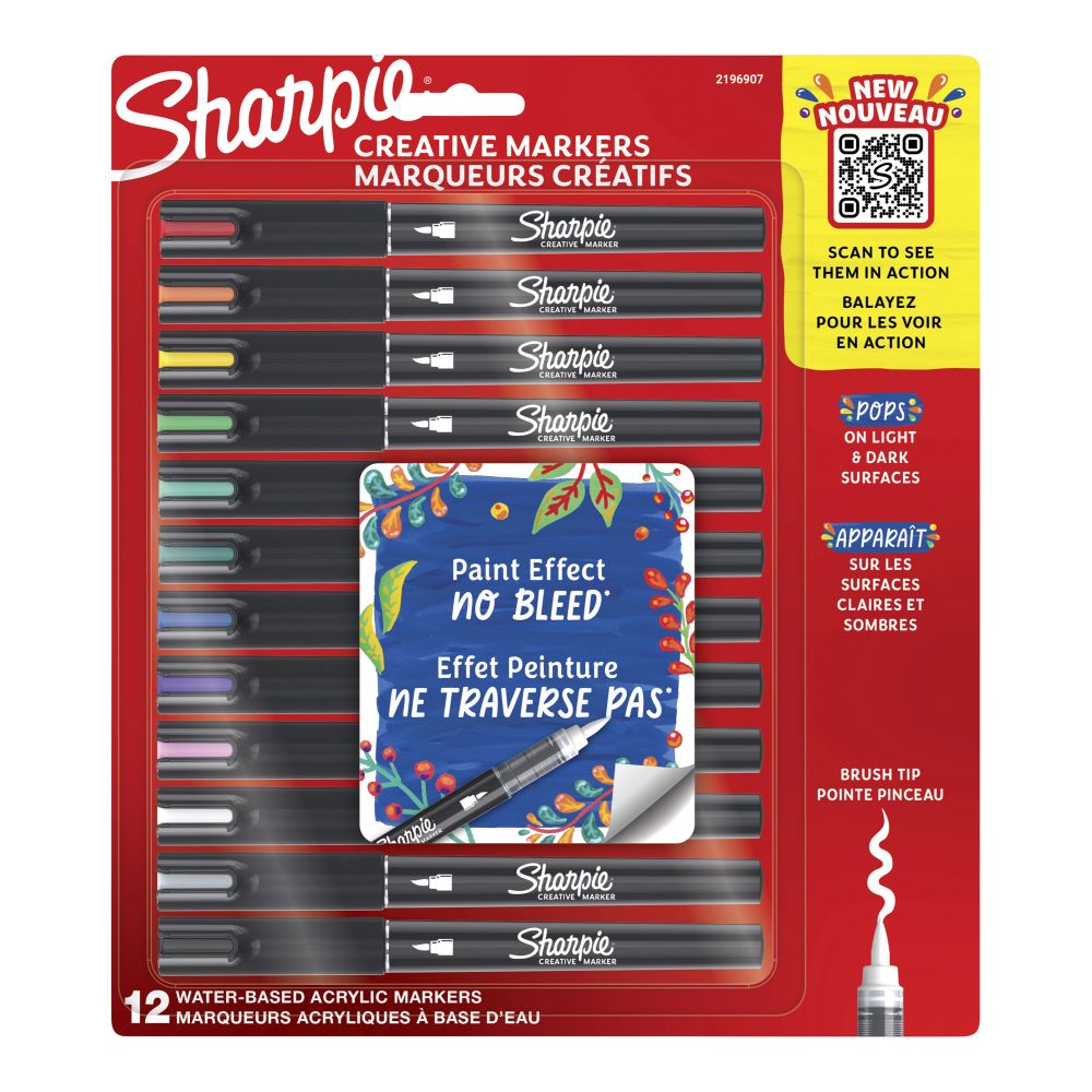Sharpie Creative Brush Tip Acrylic Markers Assorted Colours Set 12 SET