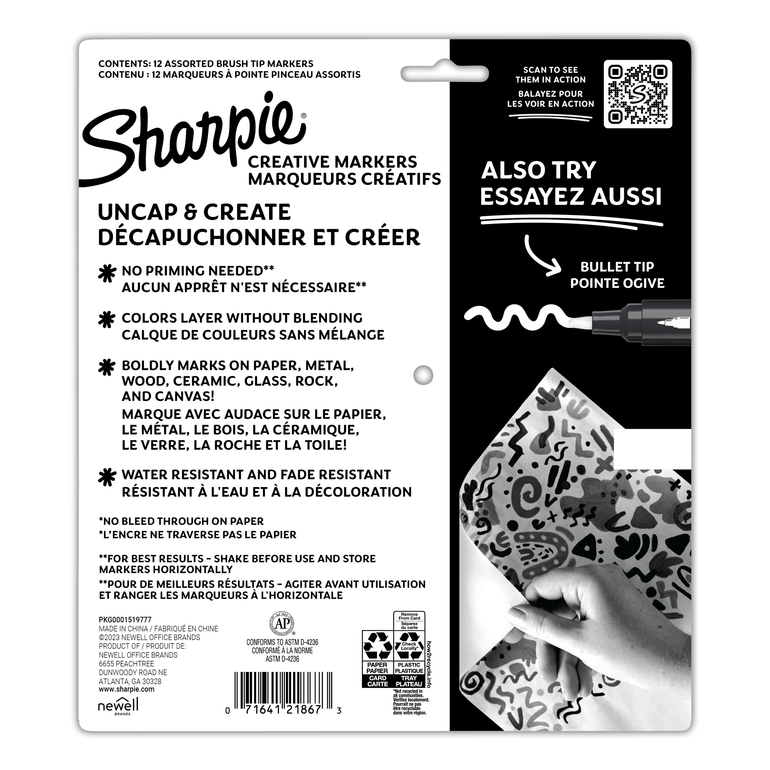 Sharpie Creative Brush Tip Acrylic Markers Assorted Colours Set 12 SET