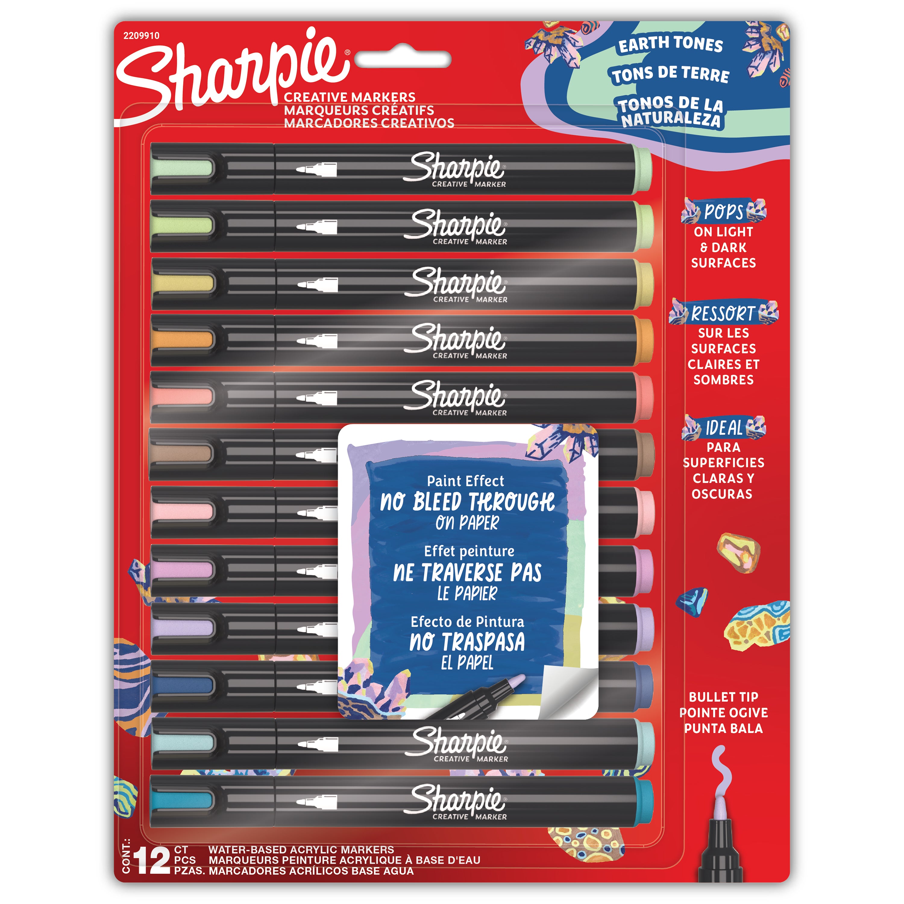 SHARPIE CREATIVE ACRYLIC MARKERS EARTH TONE SET 12 BULLET TIP