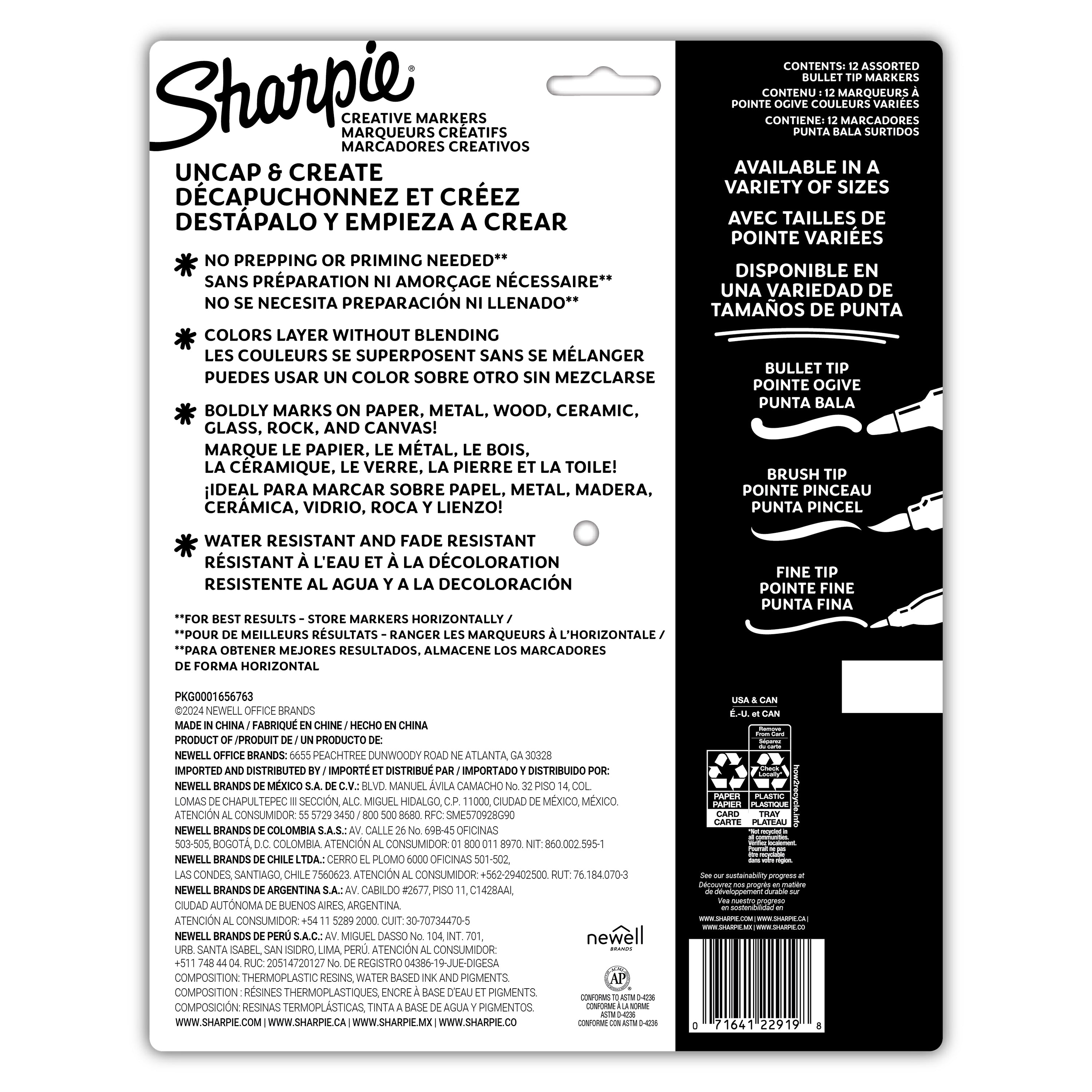 SHARPIE CREATIVE ACRYLIC MARKERS EARTH TONE SET 12 BULLET TIP