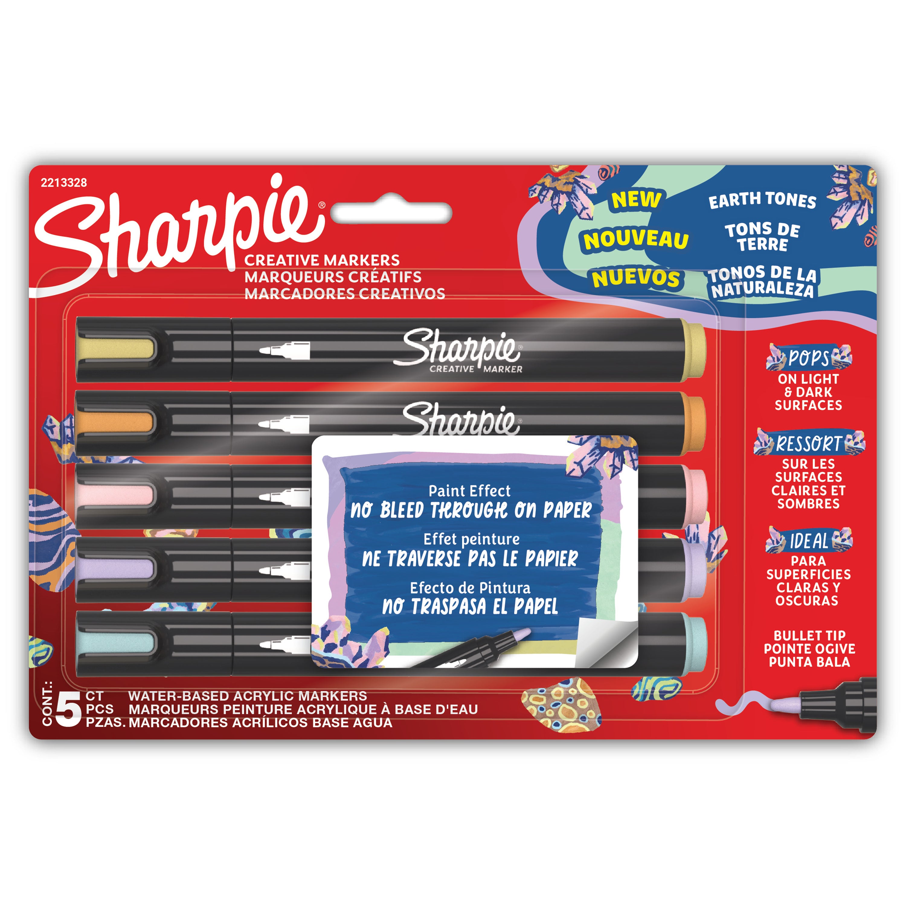 SHARPIE CREATIVE ACRYLIC MARKERS EARTH TONE SET 5 BULLET TIP