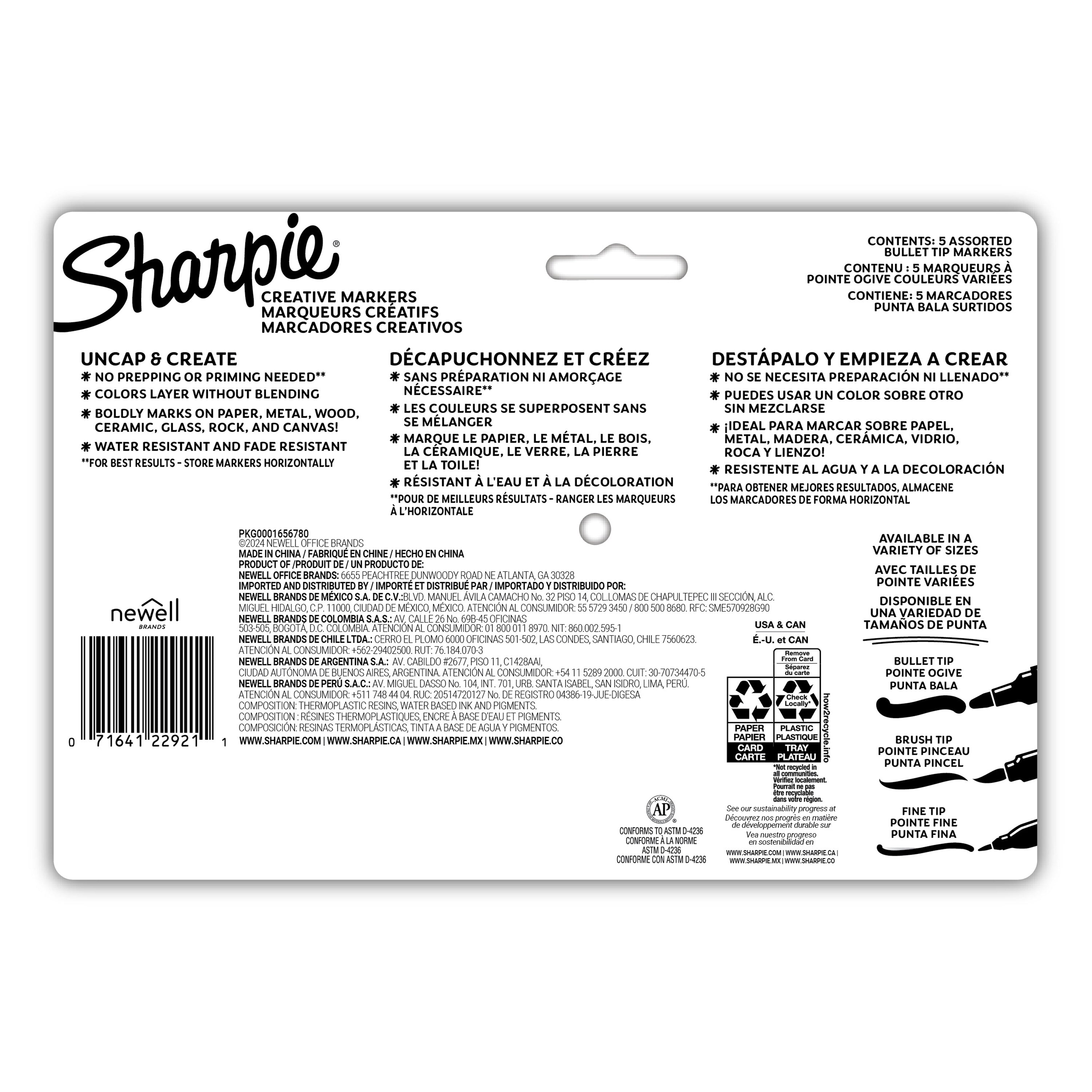 SHARPIE CREATIVE ACRYLIC MARKERS EARTH TONE SET 5 BULLET TIP