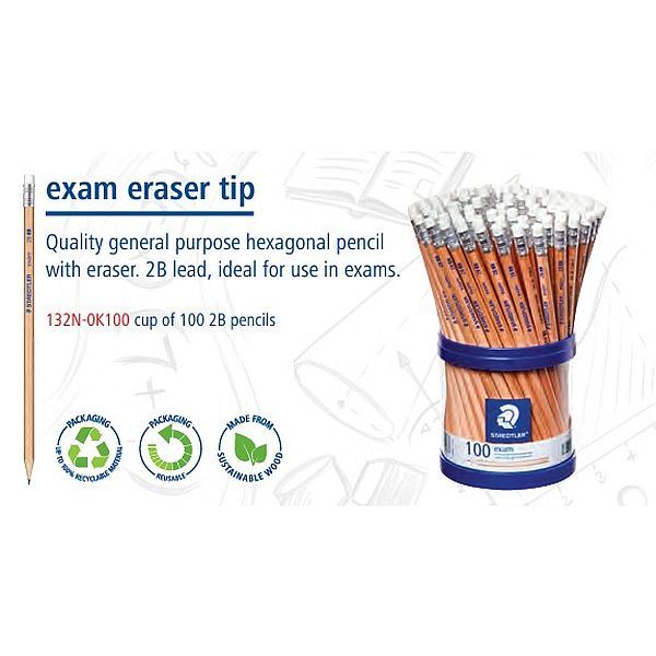 Staedtler Class Pack Graphite Pencil Pencil With Eraser Set 100 SET / 2B