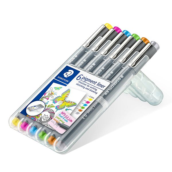 Staedtler Pigment Liner Pen Assorted Wallet Set 6