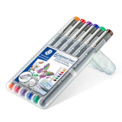 Staedtler Pigment Liner Pen Assorted Colours Set 6 SET / 0.3mm