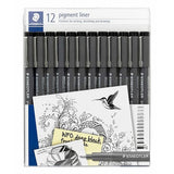 Staedtler Pigment Liner Pen Black Set 12 SET