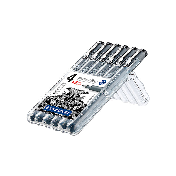 Staedtler Pigment Liner Pen Black Set 4+2 Free SET