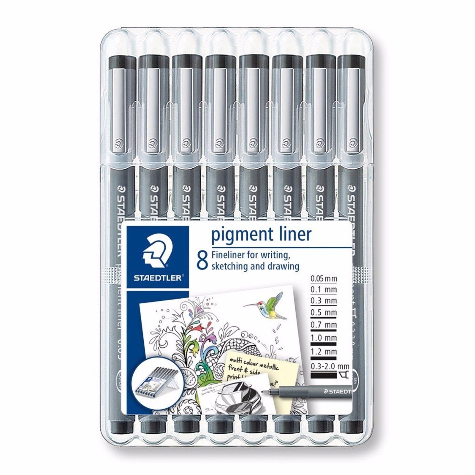 Staedtler Pigment Liner Pen Black Set 8 SET