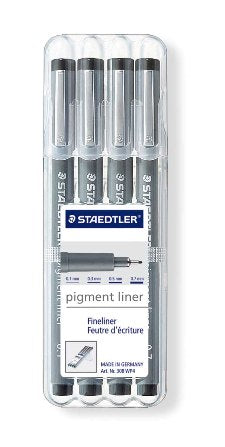 Staedtler Pigment Liner Pen Black Set 4 SET