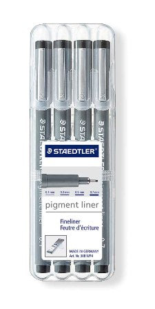 Staedtler Pigment Liner Pen Black Set 4 SET