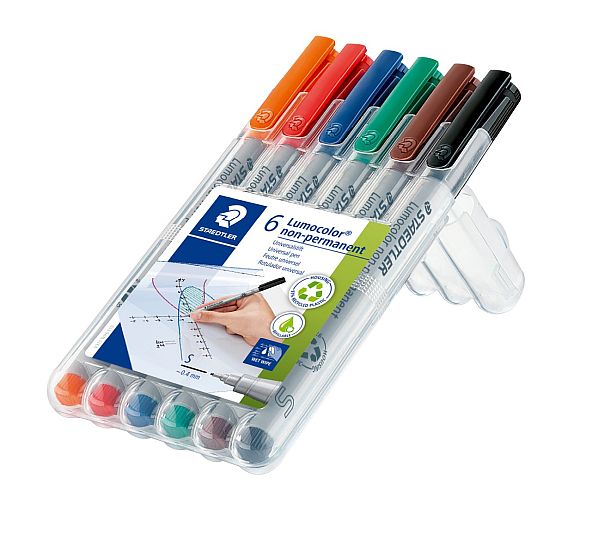 Staedtler Lumocolor Non-Permanent Marker Assorted Wallet Set 6