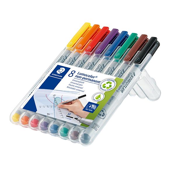 Staedtler Lumocolor Non-Permanent Marker Assorted Wallet Set 8