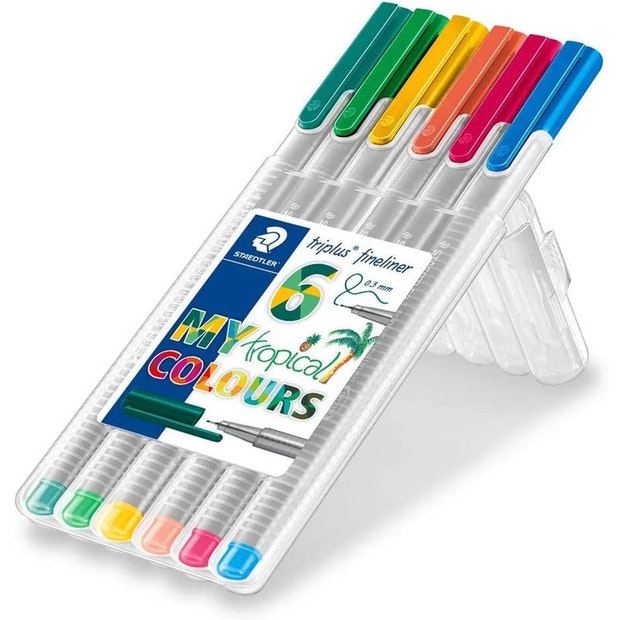 Staedtler Triplus Fineliner Pen Tropical Set 6 SET / 0.3mm
