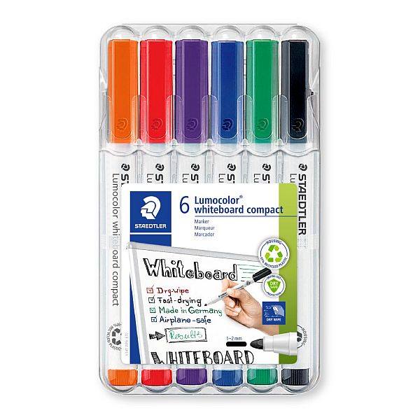 Staedtler Lumocolor Compact Whiteboard Marker Wallet Set 6