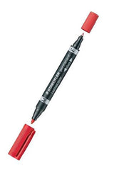 Staedtler Lumocolor Permanent Duo Marker Bullet/Bullet Red 0.6mm/1.5mm