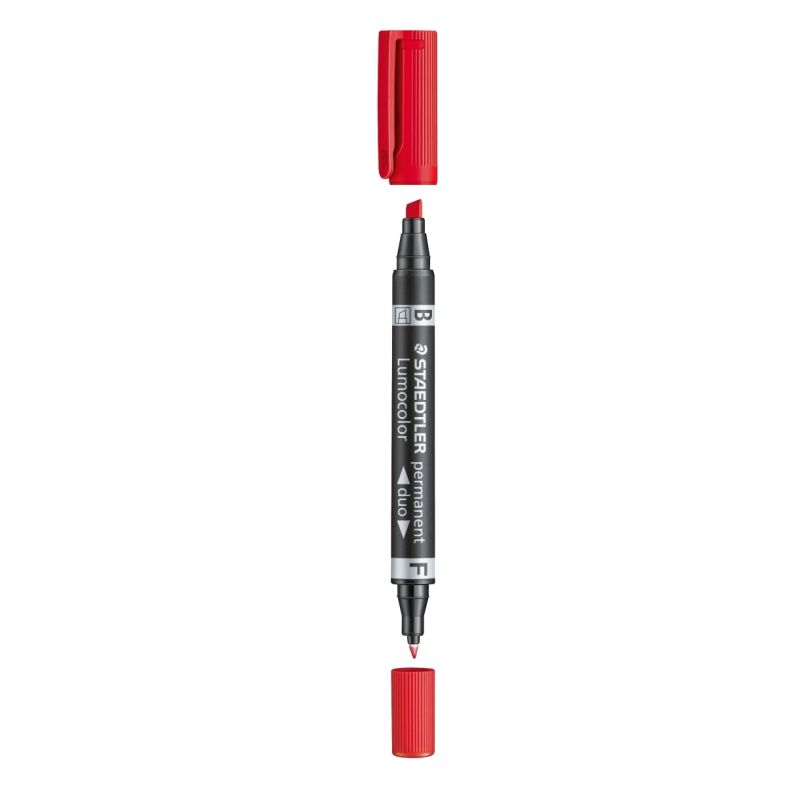 Staedtler Lumocolor Permanent Duo Marker Bullet/Chisel Red 0.6mm/1.5-4.0mm