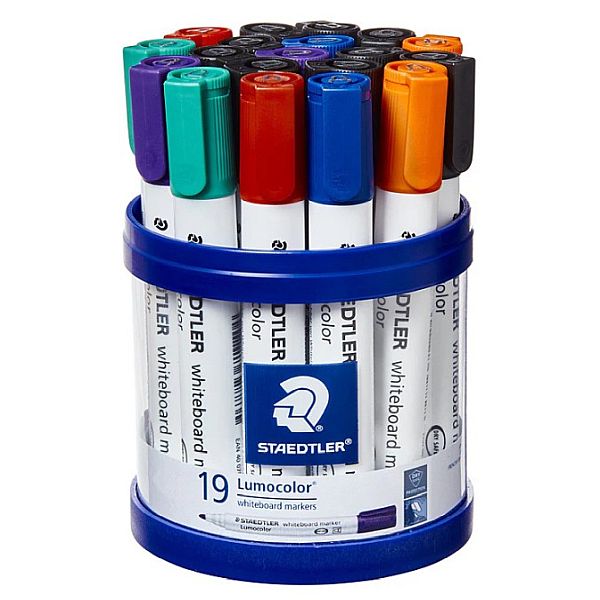 Staedtler Lumocolor Whiteboard Marker Assorted Bullet Tip Cup Set 19