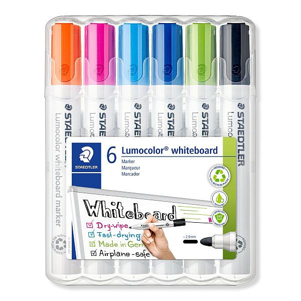 Product image for Staedtler Lumocolor Whiteboard Marker Bullet Set 6