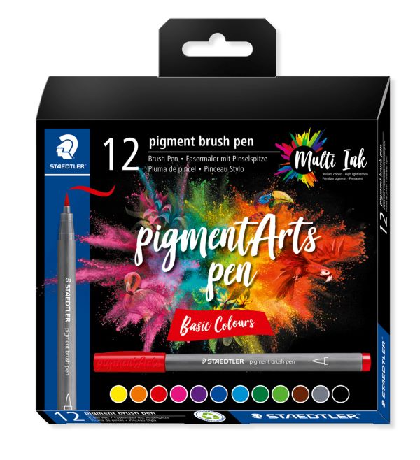 Staedtler Pigment Brush Pen Basic Colours Set 12 SET