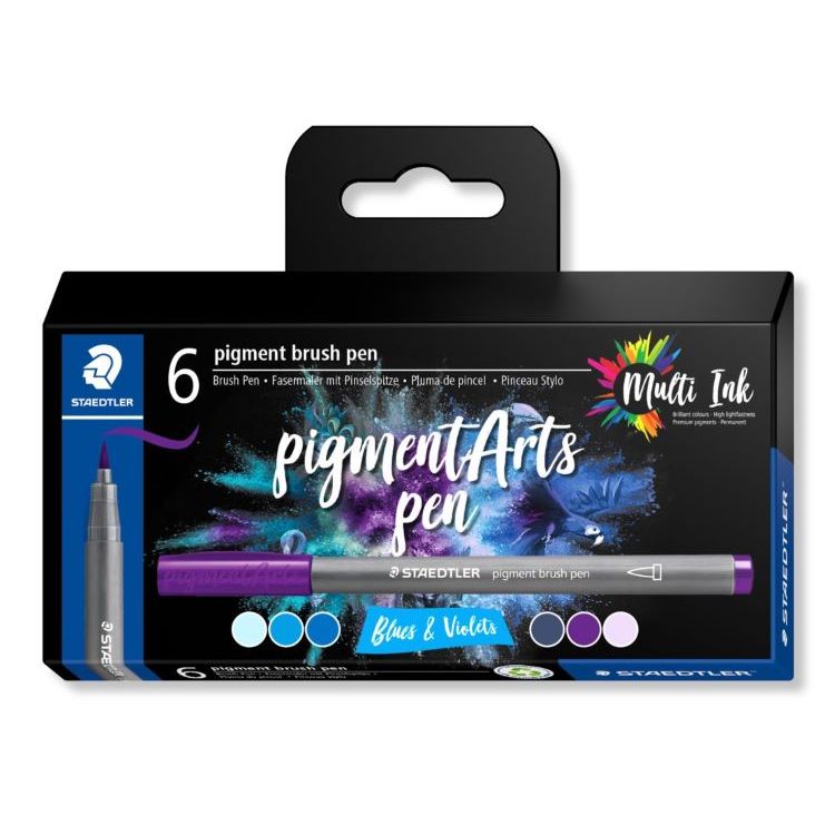 Staedtler Pigment Brush Pen Blues & Violets Set 6 SET