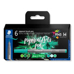 Staedtler Pigment Brush Pen Green & Turquoise Set 6 SET