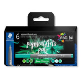 Staedtler Pigment Brush Pen Green & Turquoise Set 6 SET