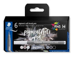 Staedtler Pigment Soft Brush Pen Greys Set 6 SET