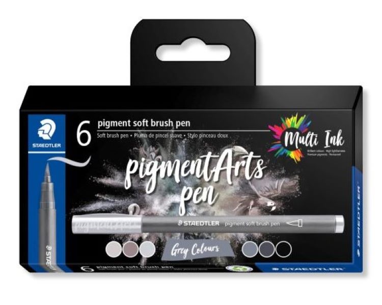 Staedtler Pigment Soft Brush Pen Greys Set 6 SET