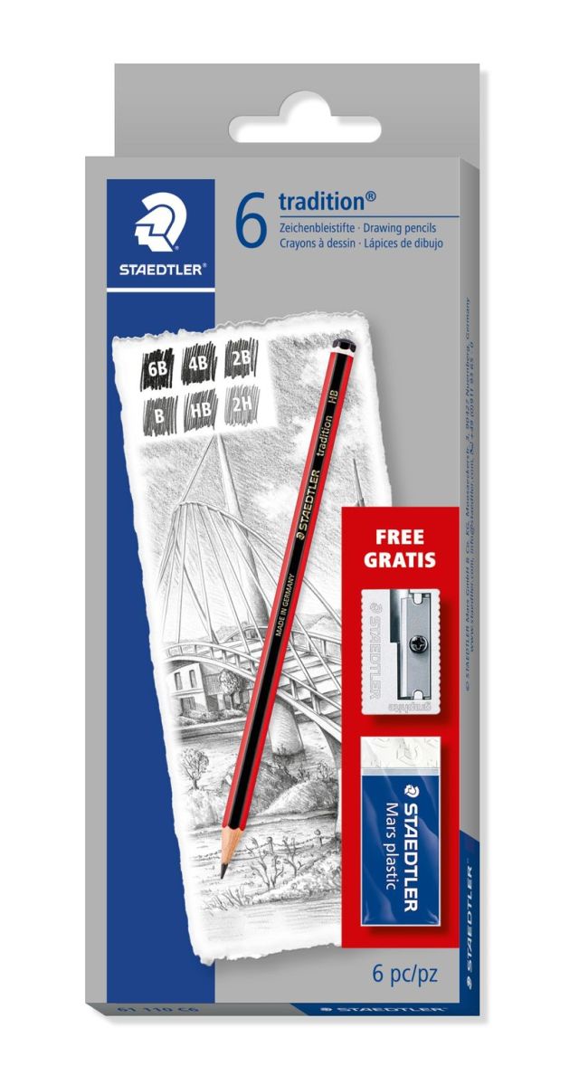 Staedtler Tradition Pencil Set Earser & Sharpener SET
