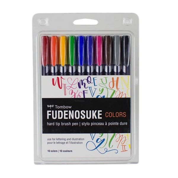 Tombow Fudenosuke Brush Pen Hard Color Set 10 SET