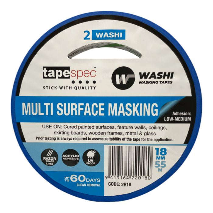 TapeSpec Washi Multi-Surface Masking Tape Blue 18mmx55M