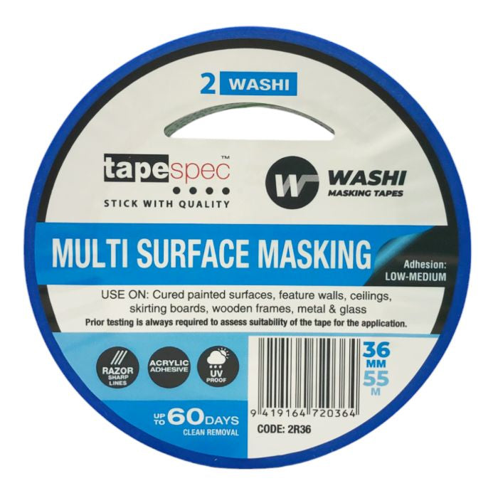 TapeSpec Washi Multi-Surface Masking Tape Blue 36mx55M