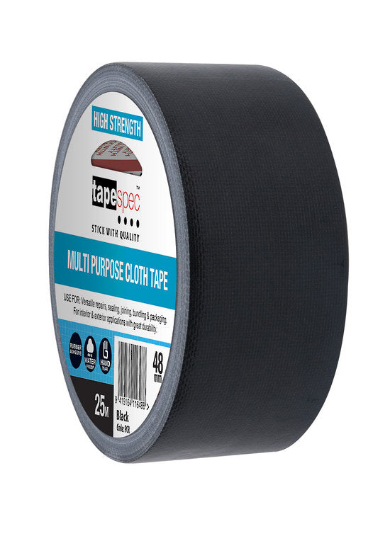 TapeSpec Multi-Purpose Cloth Tape Black 36mmx25M