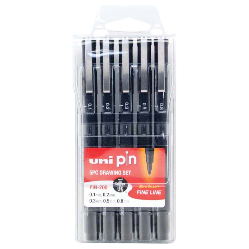 Uni Pin Fineline Permanent Pen Set 5 SET