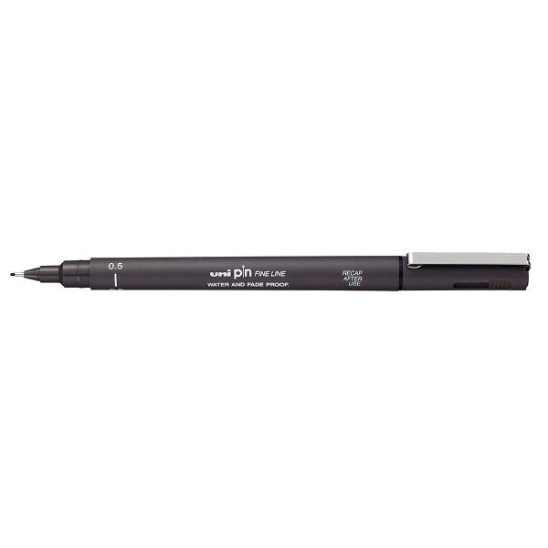 Uni Pin Fineline Permanent Pen Dark Grey 0.5mm