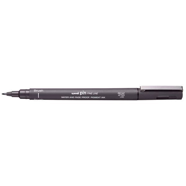 Uni Pin Fineline Permanent Pen Dark Grey Brush Tip