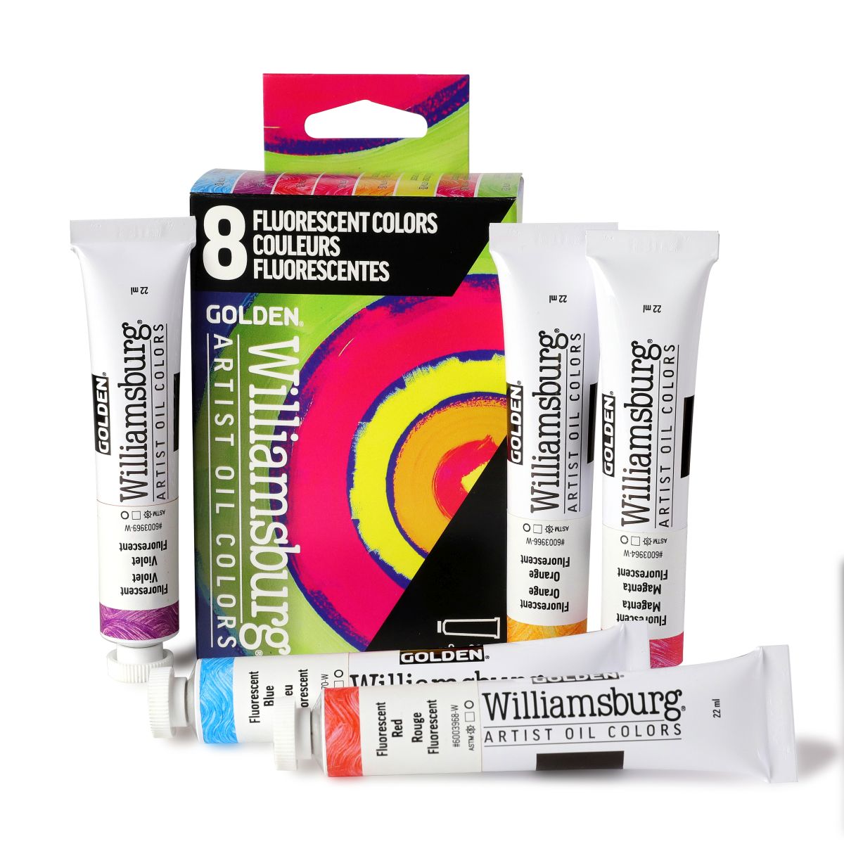 WILLIAMSBURG OIL PAINT FLUORESCENT COLOR SET 8 X 22ML