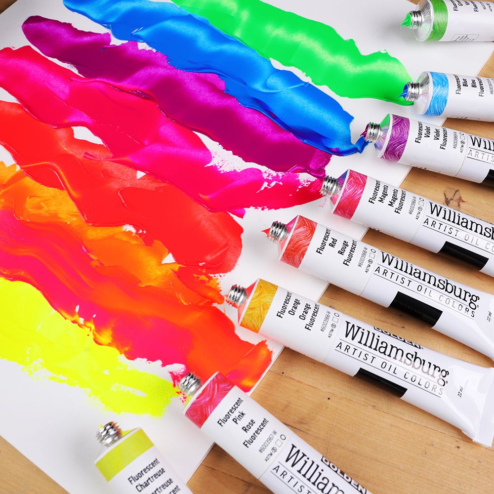WILLIAMSBURG OIL PAINT FLUORESCENT COLOR SET 8 X 22ML